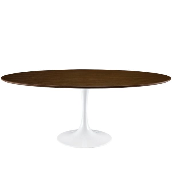 Modway Lippa 78  Modern Kitchen and Dining Table with Oval Walnut Top and Pedestal Base in Walnut Online Sale