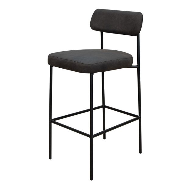 Iffa Barstool Chair, Open Back, Black Iron and Rich Anti Stain Polyester By Casagear Home Cheap - Image 2