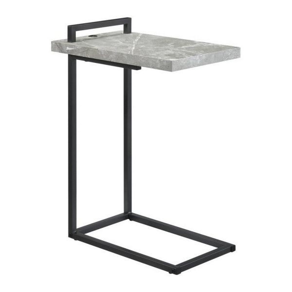 Side Table with Plugin and Cantilever Base, Gray By Casagear Home Cheap