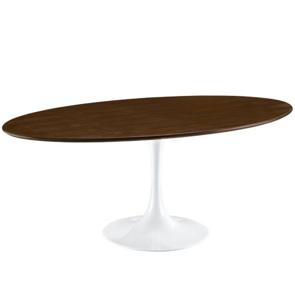 Modway Lippa 78  Modern Kitchen and Dining Table with Oval Walnut Top and Pedestal Base in Walnut Online Sale - Image 2