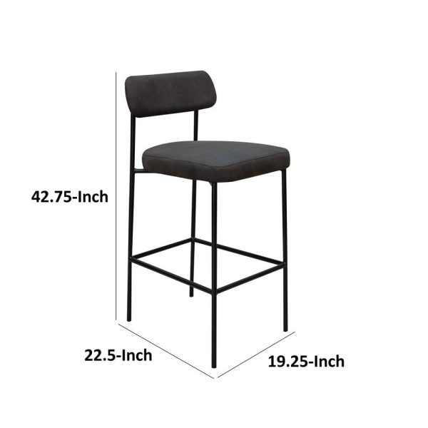 Iffa Barstool Chair, Open Back, Black Iron and Rich Anti Stain Polyester By Casagear Home Cheap - Image 5