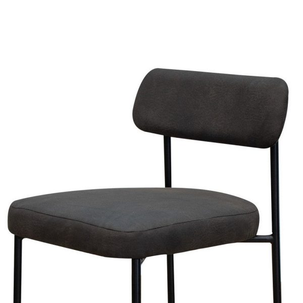 Iffa Barstool Chair, Open Back, Black Iron and Rich Anti Stain Polyester By Casagear Home Cheap - Image 3