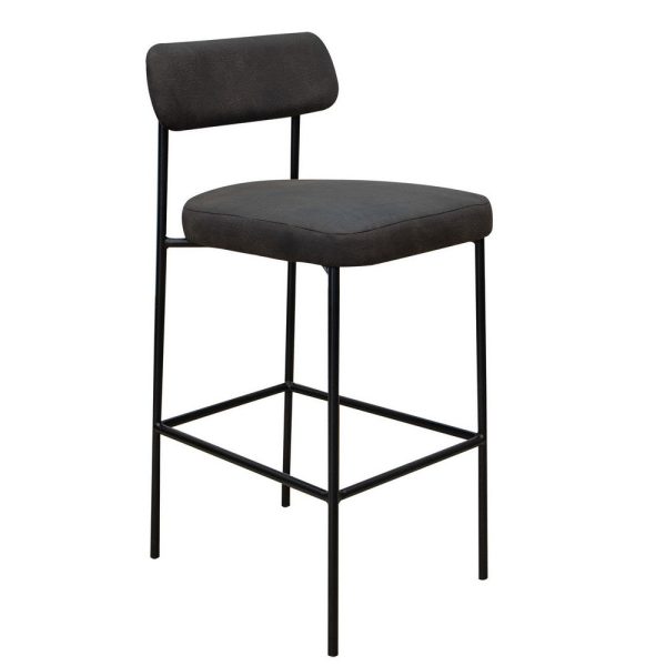 Iffa Barstool Chair, Open Back, Black Iron and Rich Anti Stain Polyester By Casagear Home Cheap