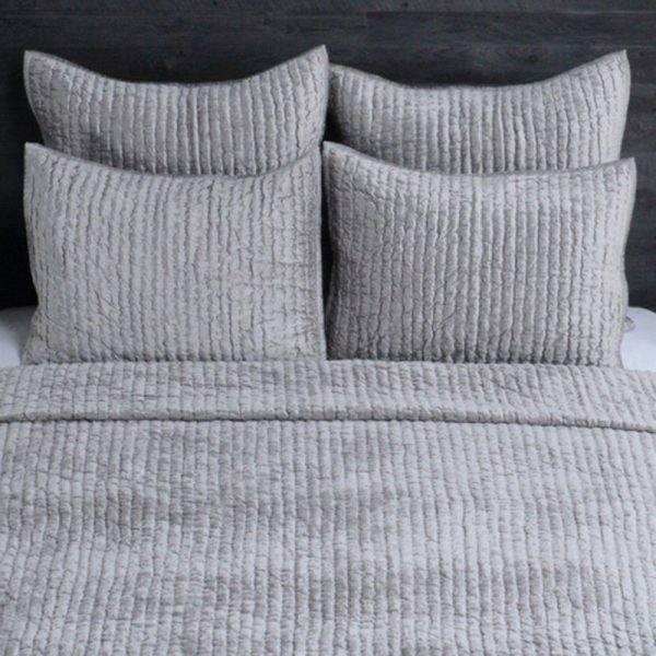 Lipa 26 Inch Square Handmade Euro Pillow Sham with Rayon Velvet, Soft Gray By Casagear Home Online Sale - Image 3