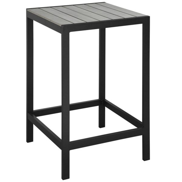 Modway Maine Aluminum 5-Piece Outdoor Patio Pub Bistro Set with 28  Bar Table and Four Bar Stools in Brown Gray For Cheap - Image 5