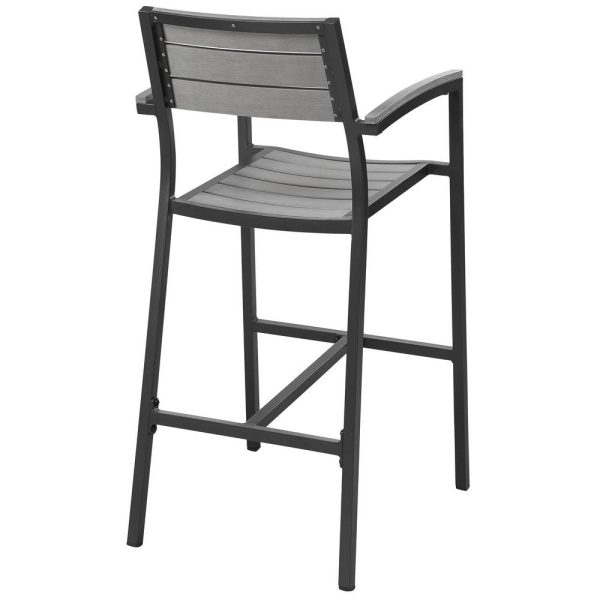 Modway Maine Aluminum 5-Piece Outdoor Patio Pub Bistro Set with 28  Bar Table and Four Bar Stools in Brown Gray For Cheap - Image 4