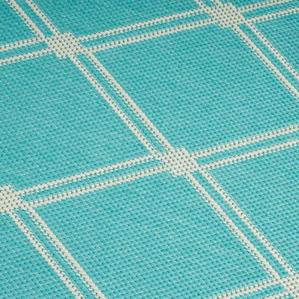 Mig Area Rug, Rectangular 8 x 10, Teal Blue and Ivory, Indoor Outdoor By Casagear Home Cheap - Image 4