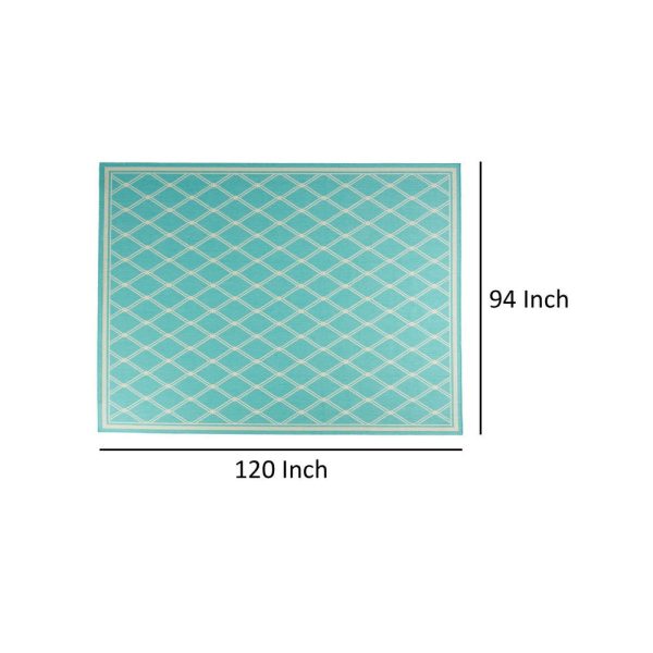 Mig Area Rug, Rectangular 8 x 10, Teal Blue and Ivory, Indoor Outdoor By Casagear Home Cheap - Image 5