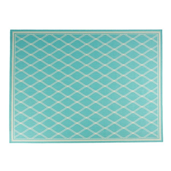 Mig Area Rug, Rectangular 8 x 10, Teal Blue and Ivory, Indoor Outdoor By Casagear Home Cheap