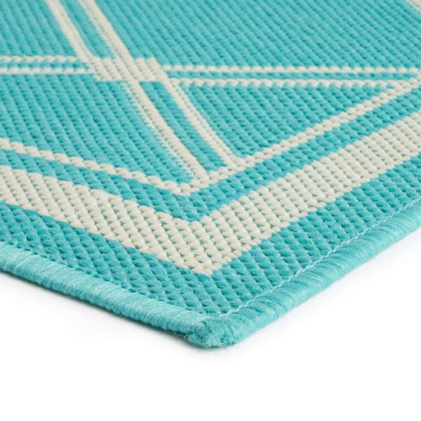 Mig Area Rug, Rectangular 8 x 10, Teal Blue and Ivory, Indoor Outdoor By Casagear Home Cheap - Image 3
