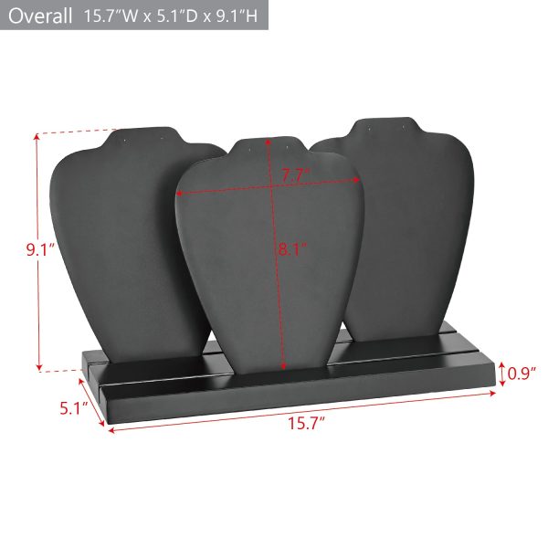 Ikee Design® Deluxe Faux Leather Covered MDF Wood Multiple Necklace Display Stand with 2-Row Holder Online Sale - Image 2
